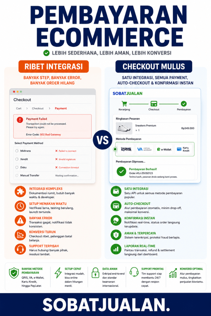 infografis kemudahan integrasi payment gateway toko online sobatjualan